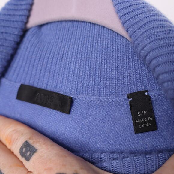 ATM Anthony Thomas Melillo Cashmere Turtleneck Sweater English Blue Women's S - Picture 12 of 13